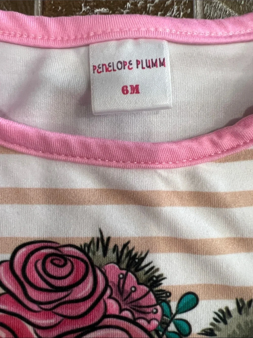 Striped Giraffe Floral Ruffle Footless Romper - Pink- Penelope Plumm